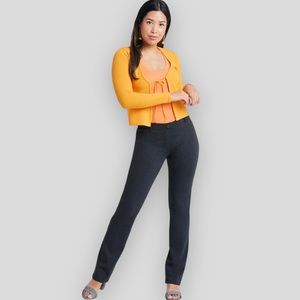 Betabrand Straight Leg Medium TALL Charcoal Stretch Yoga Dress Pant Career Long